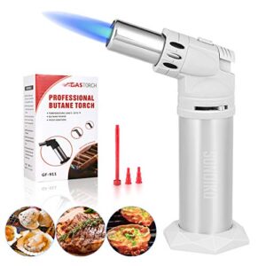 mini kitchen torch, sondiko butane torch refillable blow torch lighter with adjustable flame&safety lock for cooking, bbq, creme brulee, diy, soldering (butane gas not included)