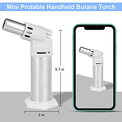 Mini Kitchen Torch, Sondiko Butane Torch Refillable Blow Torch Lighter with Adjustable Flame&Safety Lock for Cooking, BBQ, Creme Brulee, DIY, Soldering (Butane Gas not Included)