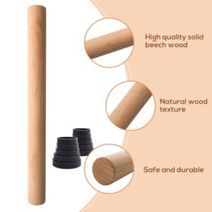 Adjustable Wood Rolling Pin with Thickness Rings for Baking -Non Stick Wooden Dough Roller Pin with Spacer Bands for Cookie,Pie Crust, Pastry Fondant and Bread By Folksy Super Kitchen (15.8, Grey)