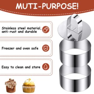 Patelai Round Cake Mold Stainless Steel Cake Mousse Mold Cake Ring Including Pushers, 3.15 Inches Diameter (12)