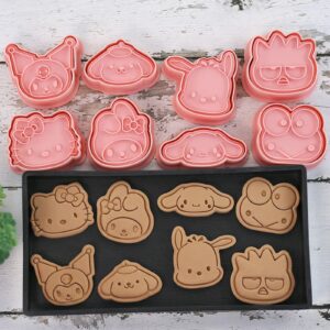 rofolo 8 piece mini cartoon cookie cutters for baking, 3d raised design gingerbread cookie stamps, suitable for frosting decoration, mini pie molds, apple pie pastry biscuit cutter
