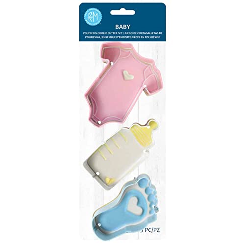 R&M International New Baby Cookie Cutters, Onesie, Bottle, Foot, 3-Piece Set