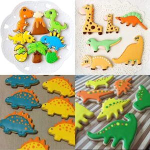 12PCS Dinosaur Cookie Cutters Set - ISZW Stainless Steel Metal Dinosaur Theme Shapes Baking Mold for Kids Baking, Metal Cookie Cutter Molds for Kids Birthday Party DIY Cake Decoration