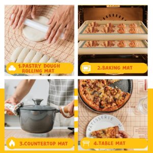 katbite Silicone Pastry Mat Non Stick, Silicone Baking Mat 26" x 16" with Measurement, Non-Slip Dough Rolling Mat for Counter, Oven Liner, Pie Crust, Reusable Fondant Mat Extra Thick