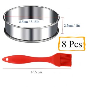 KUAYB 8 Pieces English Muffin Rings Crumpet Rings 3.15 Inch Stainless Steel Double Rolled Tart Ring Nonstick Metal Round Ring Mold for Kitchen Cooking Baking