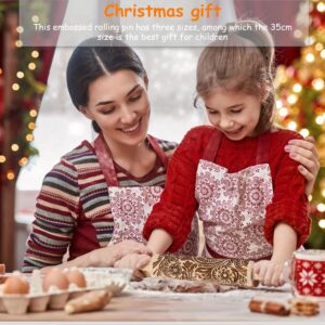 Embossed Wooden Rolling Pin for Baking,Evermarket Deep Engraved Embossing Rolling Pin with Christmas Snowflake Flower Design for Baking Embossed Cookies,Cute Kitchen Decor DIY Tool for Kids and Adults