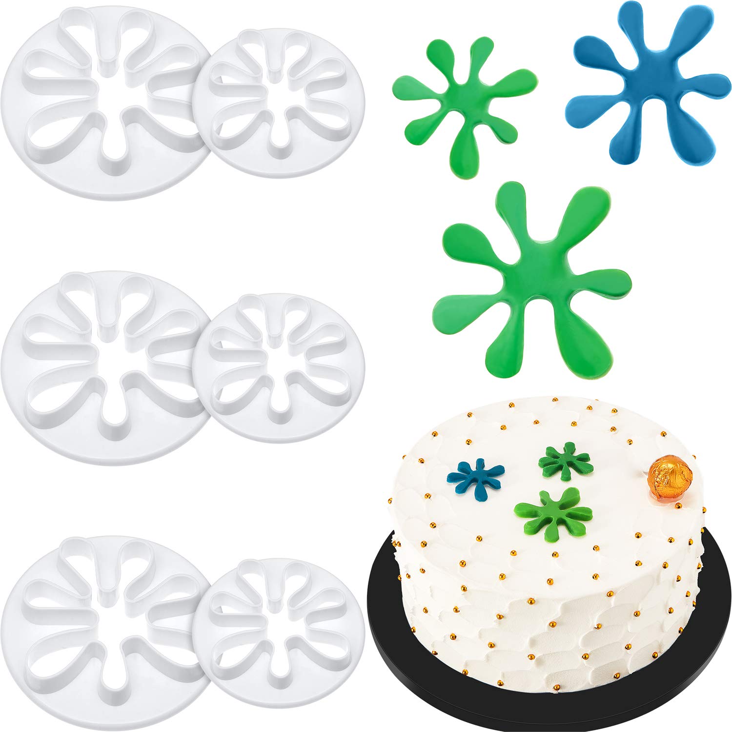 6 Pieces Paint Cookie Mold Splatter Fondant Mold for Cake Cupcake Decoration Polymer Clay Crafting Projects