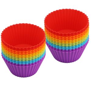 sawnzc silicone cupcake liners 24pcs, reusable muffin baking cups non-stick cake molds sets, standard size, bpa free, dishwasher safe