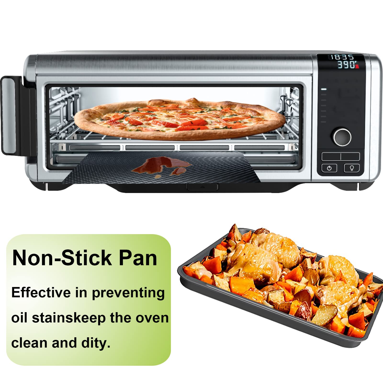 Air Fryer Oven Liners, 4pcs Heat Resistant Non-stick Oven Baking Mat & Air Fryer Liners Compatible with Ninja Foodi SP101 Air Fryer Oven