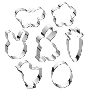 easter cookie cutter set - 7 piece - egg, carrot, bunny, flower, chick, bunny face and butterfly