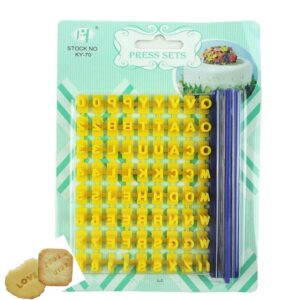 gracelife 73 pcs alphabet, number, letter symbols biscuit fondant cake/cookie stamp impress embosser cutter - mold tool set