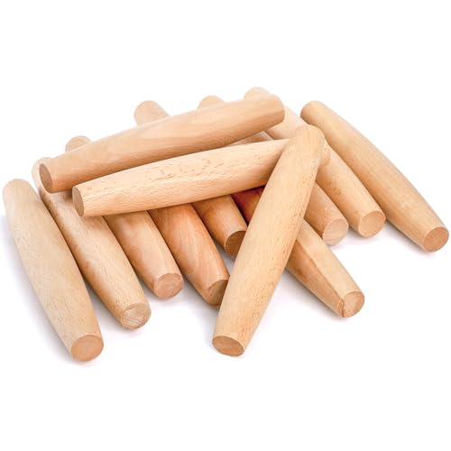 Elsjoy 12 Pack French Rolling Pin Wooden Dough Roller, 8 Inch Tapered Small Roll Pin for Baking Pie, Cookie, Pasta, Dumpling, Non-Stick