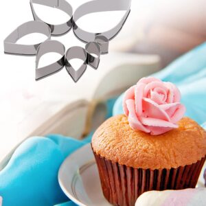 Rose Cutter Set Penta Angel 7Pcs Stainless Steel Flower Petal Fondant Teardrop Shaped Cake Cookie Pastry Baking Mold for Cupcake Topper Decoration (7)