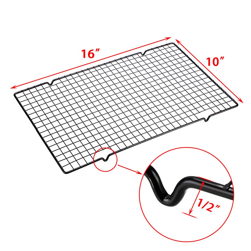 OwnMy Set of 2 Baking Cooling Rack, 10” x 16” Non-Stick Heavy Duty Wire Oven Safe Cooling Rack for Roasting and Baking