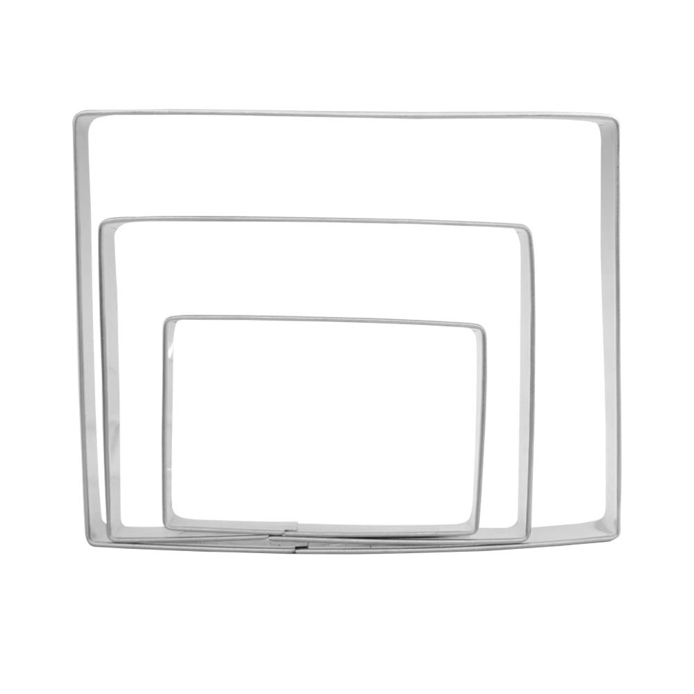 Large Rectangle Cookie Cutter Set - 5”,4”,3” - 3 Piece - Stainless Steel