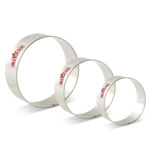 liliao round/circle cookie cutters - 3 various size - large: 4 inches, medium: 3.6 inches and small: 3 inches - stainless steel