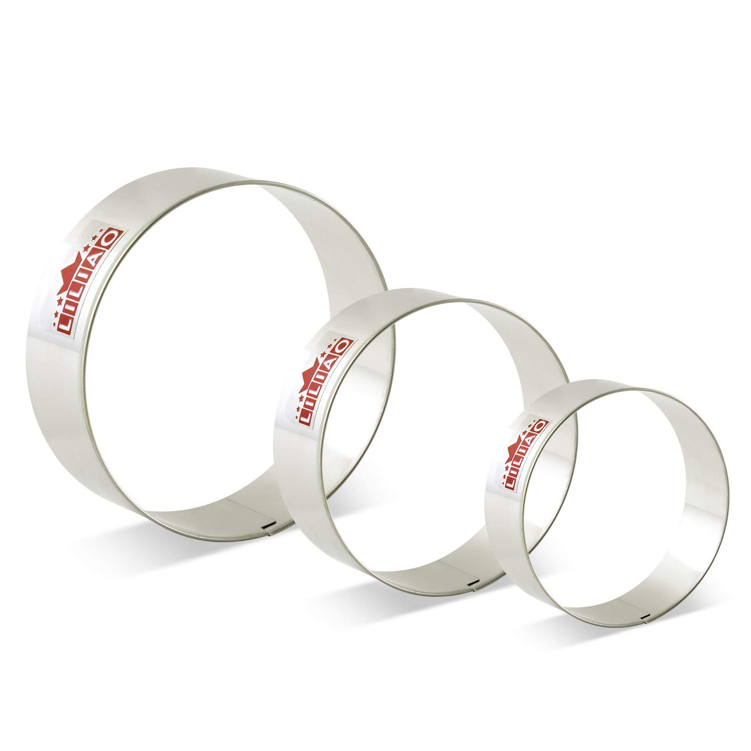 LILIAO Round/Circle Cookie Cutters - 3 Various Size - Large: 4 inches, Medium: 3.6 inches and Small: 3 inches - Stainless Steel