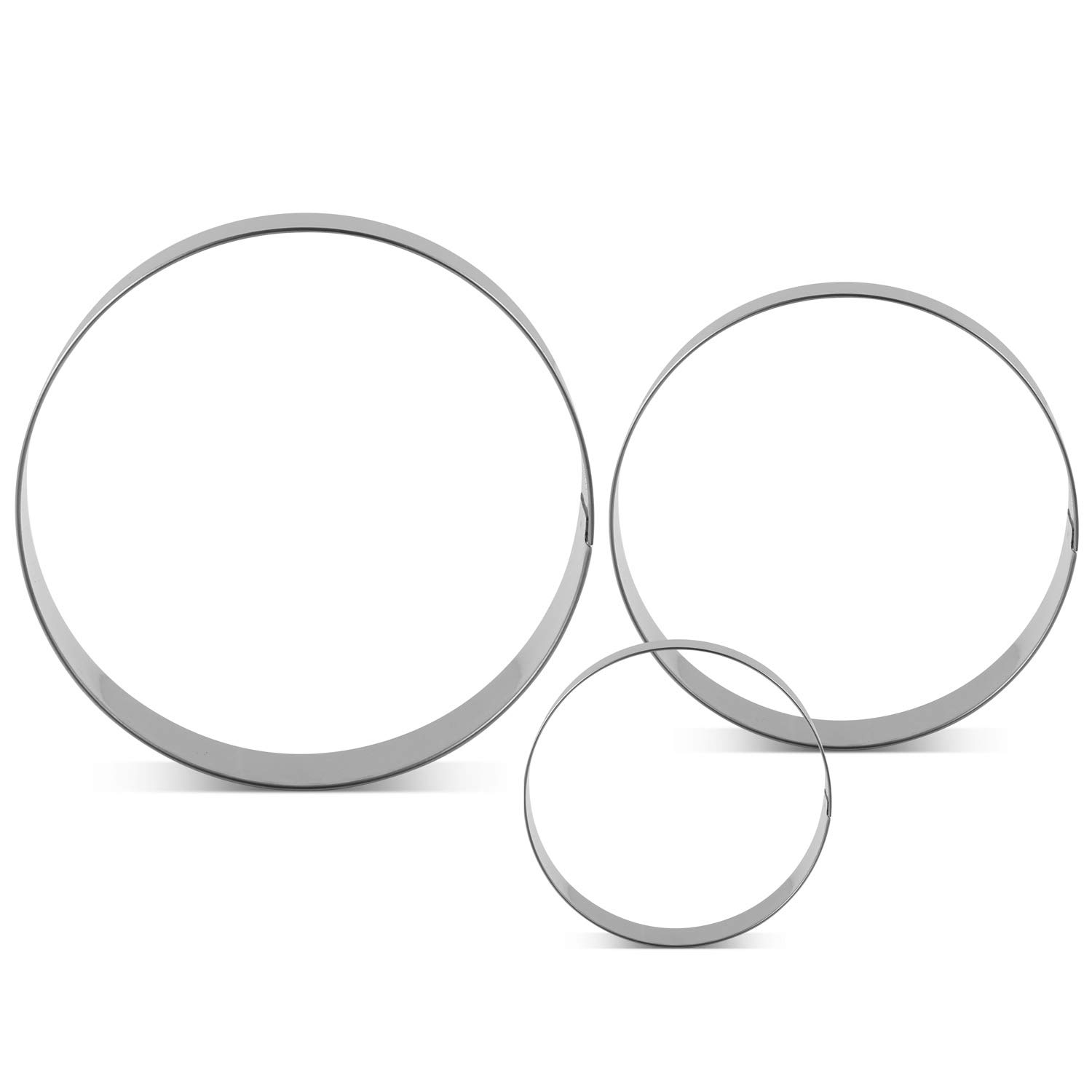 LILIAO Round/Circle Cookie Cutters - 3 Various Size - Large: 4 inches, Medium: 3.6 inches and Small: 3 inches - Stainless Steel