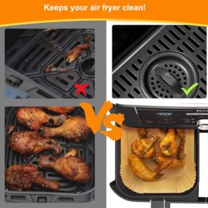 Air Fryer Liners disposable for Ninja Dual, 100 Rectangular Non-Stick Parchment Paper Liners for DZ201, DZ401, Instant Vortex, Chefman Dual Fryer