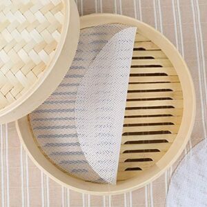 ladaypoa 10pcs 12 inch reusable round silicone steamer liners non-stick silicone steamer mesh mat pad dim sum mesh for home kitchen or restaurant