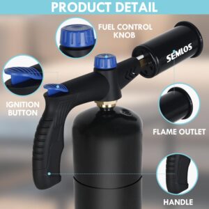 SemLos Powerful Cooking Propane Torch - Adjustable Flame - Sous Vide - Flamethrower Gun for BBQ Searing Steak, Creme Brulee, Campfire Charcoal Starter(Propane Tank Not Included)