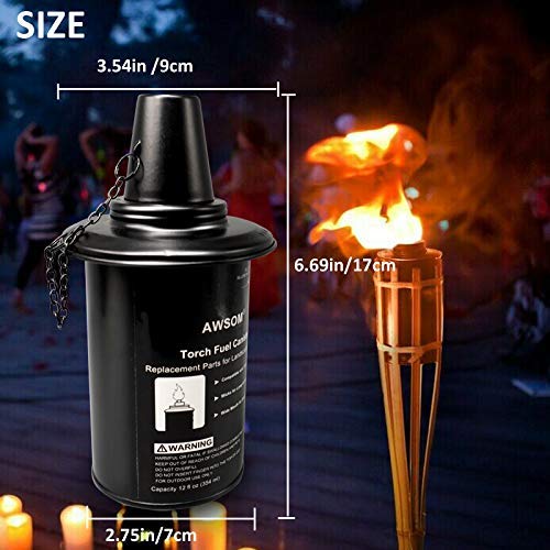 Torch Replacement Canisters Set, AWSOM Bamboo Torch Fuel Can,Long-Last, Easy Refill for Tiki Outdoor Bamboo Torch,Tabletop Torch Canister 12fl.oz, 4 PACK