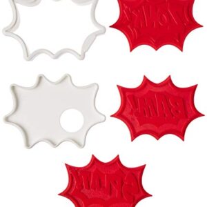 Tovolo Burst Reversible Templates Set of 6 Stamps, Comic Book Cookie Cutter, Dishwasher-Safe, Red