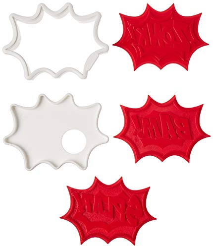 Tovolo Burst Reversible Templates Set of 6 Stamps, Comic Book Cookie Cutter, Dishwasher-Safe, Red