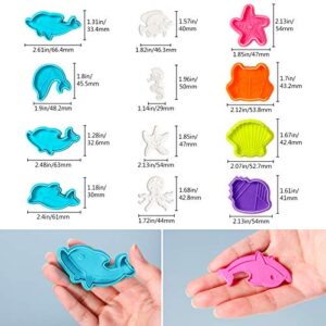 12 Pieces Ocean Cookie Cutters 3D Jellyfish Seahorse Clownfish Octopus Dolphin Crab Conch Starfish Seashell Sugar Cookie Pie Crust Cutter Pastry Fondant Stamp Baking Mold Cake Decoration Tool