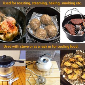 CAMPINGMOON φ8.27inch/φ21cm Round Stainless Steel Roasting Baking Steaming Cooling Rack Cooking Grid Grill Fits for 10-inch Dutch Oven W21