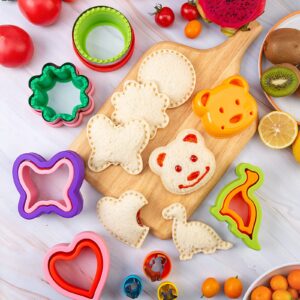 Sandwich Cutter for Kids 48 Pcs, Kimfead Cookie Cutters, Fruit Vegetable Cutter Shapes, Food Picks for Bento Box, Mouse Dinosaur Star Square Heart Shape