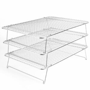 tebery 304 grade stainless steel baking rack 3-tier stackable cooling rack set for baking cooking grilling - 16.5" x 12"
