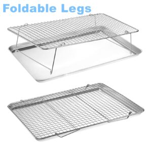 Tebery 304 Grade Stainless Steel Baking Rack 3-Tier Stackable Cooling Rack Set for Baking Cooking Grilling - 16.5" x 12"