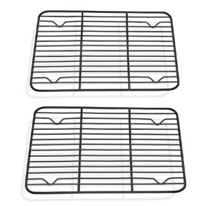 cooling rack set of 2, p&p chef non-stick small baking racks for cooking grilling, 2 pack 9.7” x 7.3” drying rack, fit in mini toaster oven, stainless steel core & dense lines, easy to clean