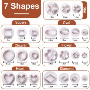 wexpw 24 Pcs Cookie Cutters, Fondant Cake Cookie Plunger Cutter, Mini Plastic Biscuit Plunger Fondant Decorating Mold, Heart/Square/Oval/Circular/Star/Diamond/Flower