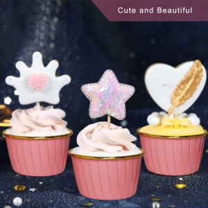 Tobeso Cupcake Liners for Baking | Muffin Liners Paper Cupcake Wrappers Cake Baking Cup Liners Standard Size 50pcs Little Pink Baking Cups for Bakery, Christmas, Wedding, Festival, Birthday Party