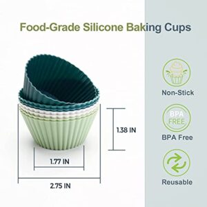 Bienlavie Silicone Cupcake Liners Baking Cups 24 Pack - Reusable Non-Stick Muffin Cupcake Liners for Baking, Silicone Muffin Cups Standard Size, Cupcake Molds for Air Fryer(4 Soft Colors)