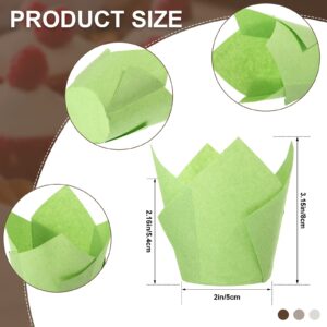 400 Pcs Tulip Cupcake Liners Baking Cups Tulip Muffin Liners Wrappers Greaseproof Tulip Baking Cups Holders for Christmas Wedding Birthday Baby Shower Party Supplies (Green Yellow Blue Pink)