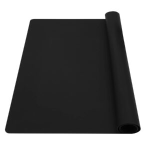 wellhouse extra large silicone baking mat pastry mat countertop protector clay mat no-slip non stick waterproof heat resistant silicone placemats table mat 23.6 by 15.7 inch(black-1pcs)