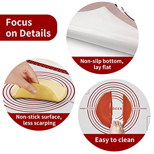 Silicone Baking Mat, 26" x 16" Extra Large Non Stick Pastry Mat with Measurement, Food-grade Reusable Dough Rolling Mat Nonslip Fondant Counter Oven Mat for Making Cookies Macarons Bread