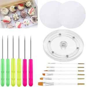 allri cookie decorating kit cookie decorating supplies with 1 acrylic cookie turntable, 6 cookie fondant brushes 6 cookie scribe needle royal icing tools cookie turntable decorating
