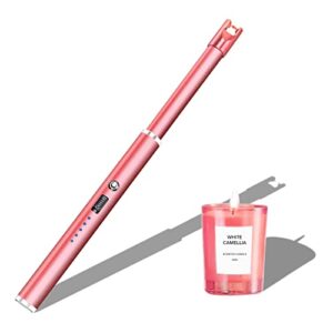 navpeak candle lighter long neck windproof electric arc lighter for gas stove fireplace bbq kitchen grills (rose pink)