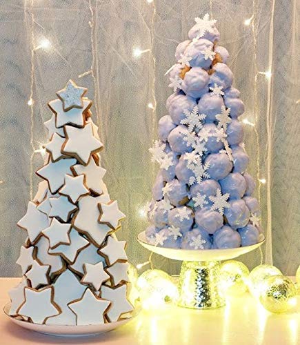 Antallcky Star Cookie Cutter Set-5 pcs Stainless Steel Five-pointed Star Biscuit Molds Fondant Cake Cookie Cutter Set Pastry Mold-for 3d Christmas Tree/Linzer Cookies