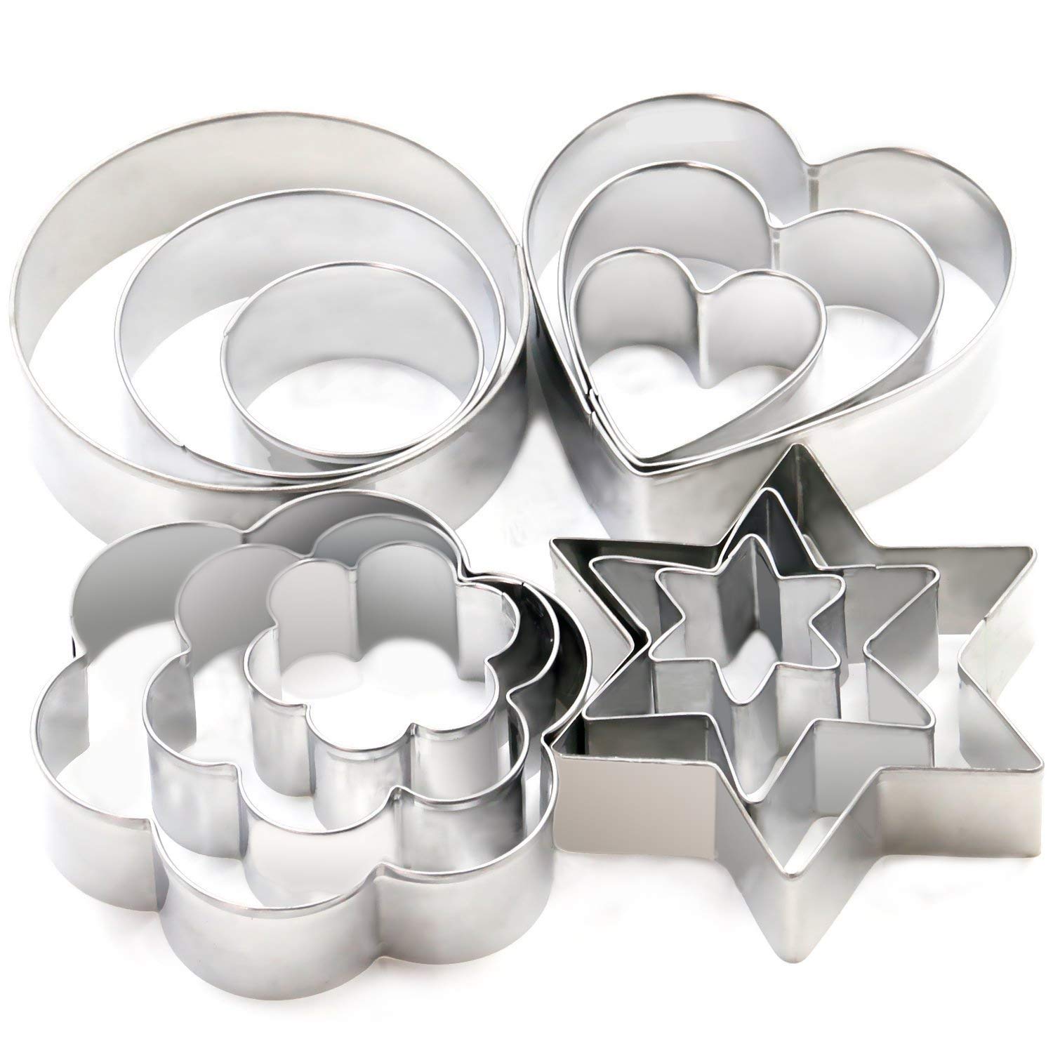 Cookie Cutters Set - Cookie Cutters Mini Geometric Shapes Cookie Cutters, Vegetable Shape Cutters for Kitchen, Baking, Halloween & Christmas, 12 Pcs (white)