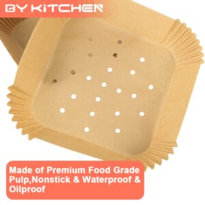 BYKITCHEN Square Air Fryer Liners for 2 to 5 Qt, Set of 100, 8 Inch Perforated Square Air Fryer Parchment Paper, Air Fryer Filters for Basket, Compatible with Corsori, Instant Vortex, Dash and More