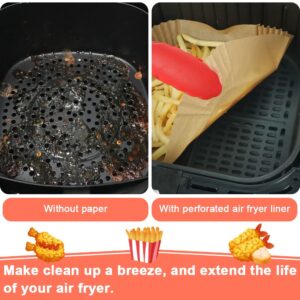BYKITCHEN Square Air Fryer Liners for 2 to 5 Qt, Set of 100, 8 Inch Perforated Square Air Fryer Parchment Paper, Air Fryer Filters for Basket, Compatible with Corsori, Instant Vortex, Dash and More