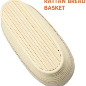 2 PCS 8 inch Oval Long Banneton Brotform Bread Dough Proofing Rising Rattan Basket & Liner for Professional & Home Bakers