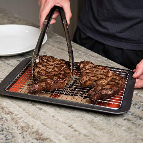 Trinity Provisions Meat Resting Pan - With Wire Rack and Silicone Baking Mat - Dishwasher and Oven Safe Stainless Steel, for Cooking and Cooling Steak, BBQ, Bacon, & More