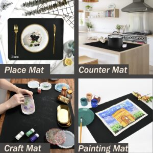 1.5MM Extra Thick Placemats Extra Large Silicone Mat 28" x 20" Heat Resistant Mat for Kitchen Countertop Protector, Washable Place Mats Silicone Mats for Kitchen Counter Mat Table Mat, Black, Sapid