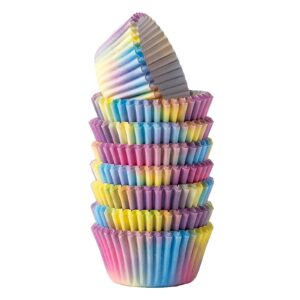 barry's home aurora cupcake liners standard size, no smell rainbow cupcake wrappers, paper grease proof baking cups, pack of 192 (rainbow)